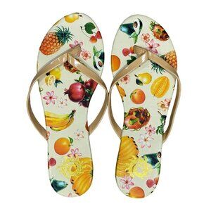 Women's Fruit Salad Flip Flop Shoes Tan Yellow Size 8